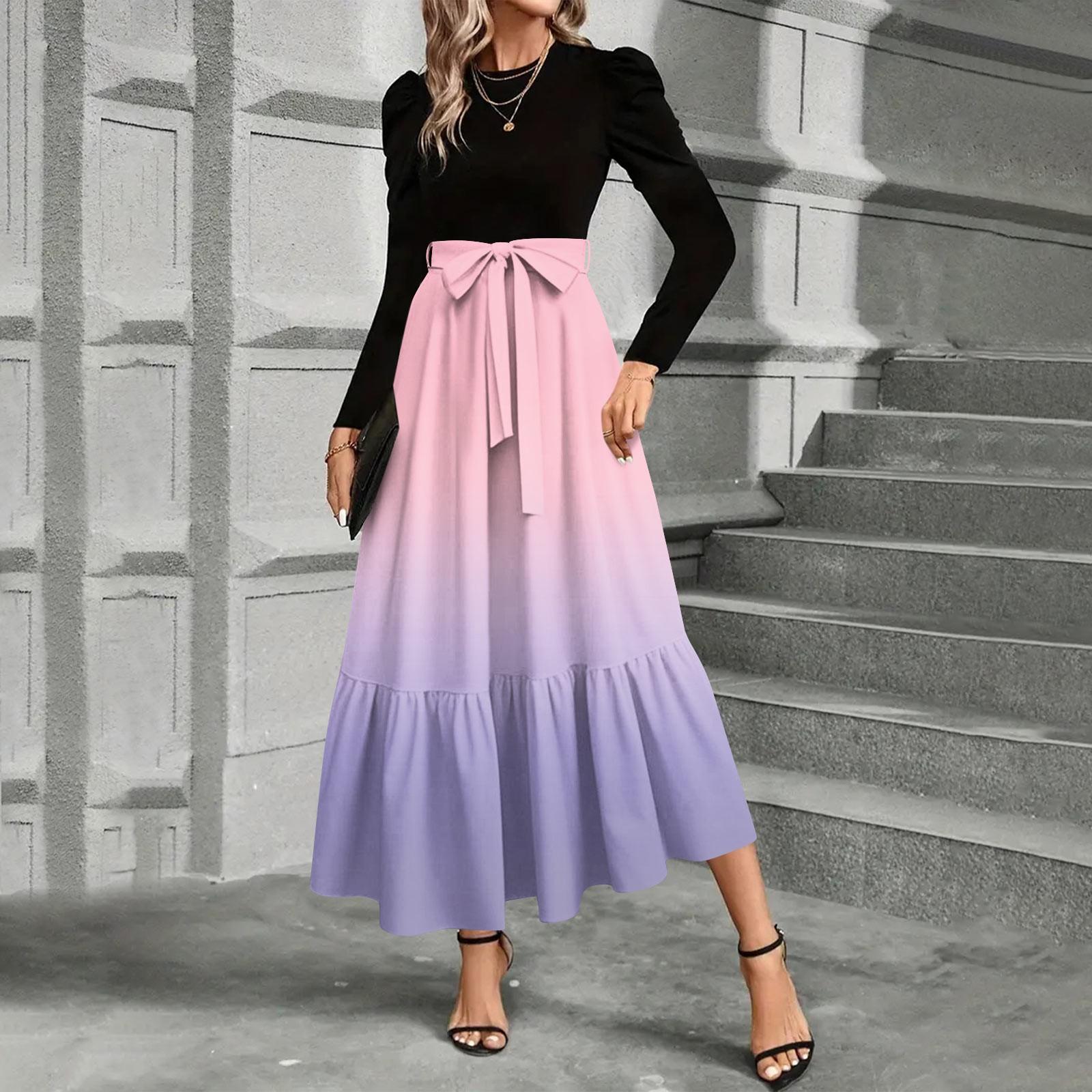 

Женское платье с цветочным принтом и высокой талией, модное и элегантное L розовый