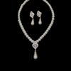 Fashion New Niche Pearl Necklace Earrings Simple Jewelry Set Diamond Hollow Pendant Pearl Bride