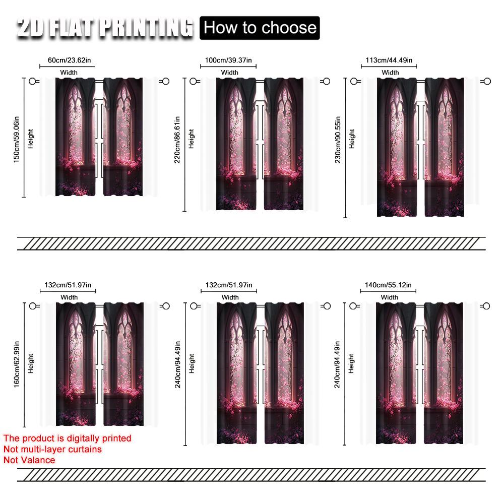 2pcs, Curtains&Drapes 2D print Gothic Fantasy Garden Versatile Fabric (without rod) Decorations For Home Use for Various Rooms,