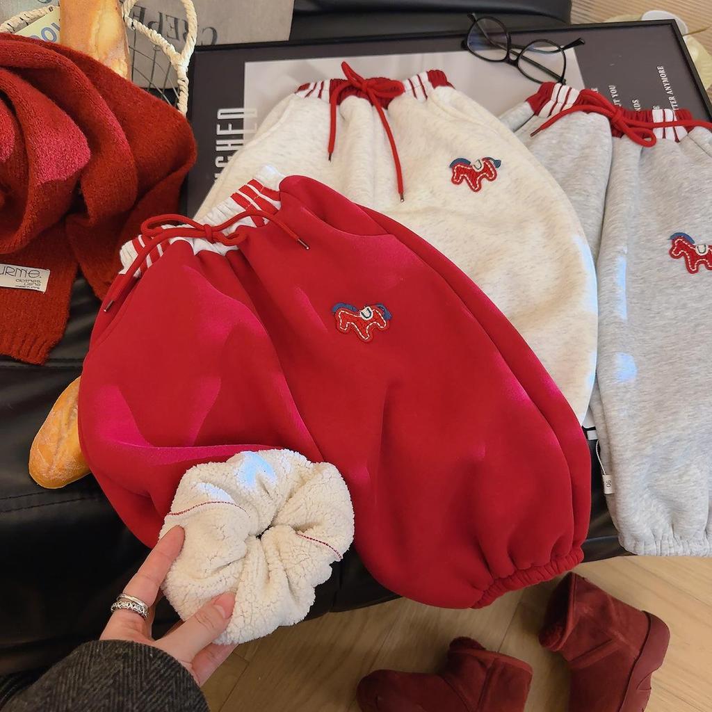 MAMAFUFU Alpaca Wool Fleece-Lined Kids' Winter Sweatpants