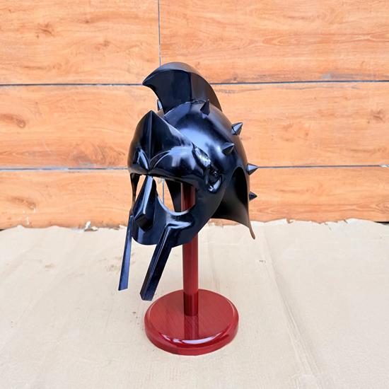 Black Steel Gladiator Helmet Greek Armor, Role Play, Halloween Gift