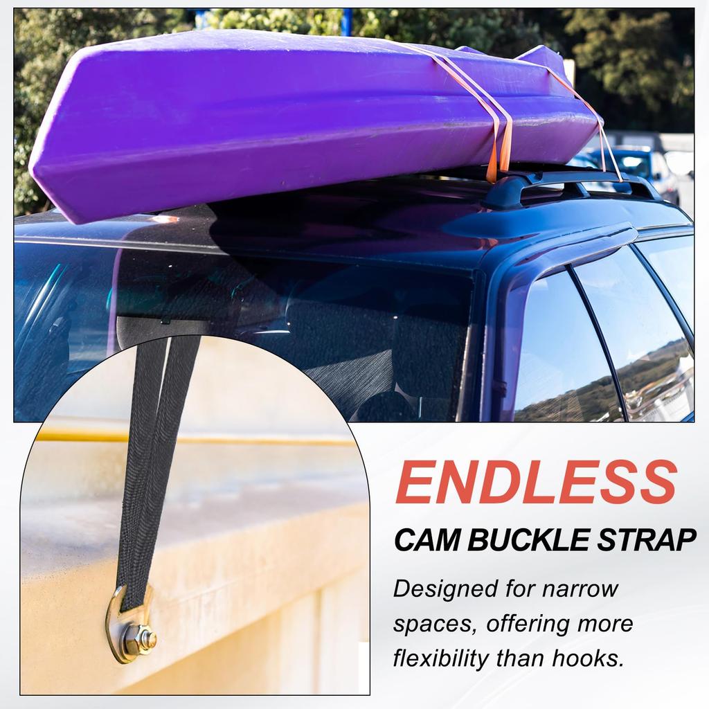 PATIKIL Camback Tie-Down Straps, 1" X 10', 2-Pack, Lashing Securing Straps, 330 Lb Break Strength, Truck Spring Fittings, Orange