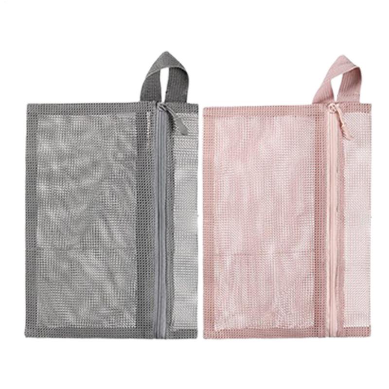 Mesh Zipper Bags Mesh Wash Bag Multi-functional Organizer Portable Toiletry Tote For Stationery Cosmetics Toiletries Home Dorm