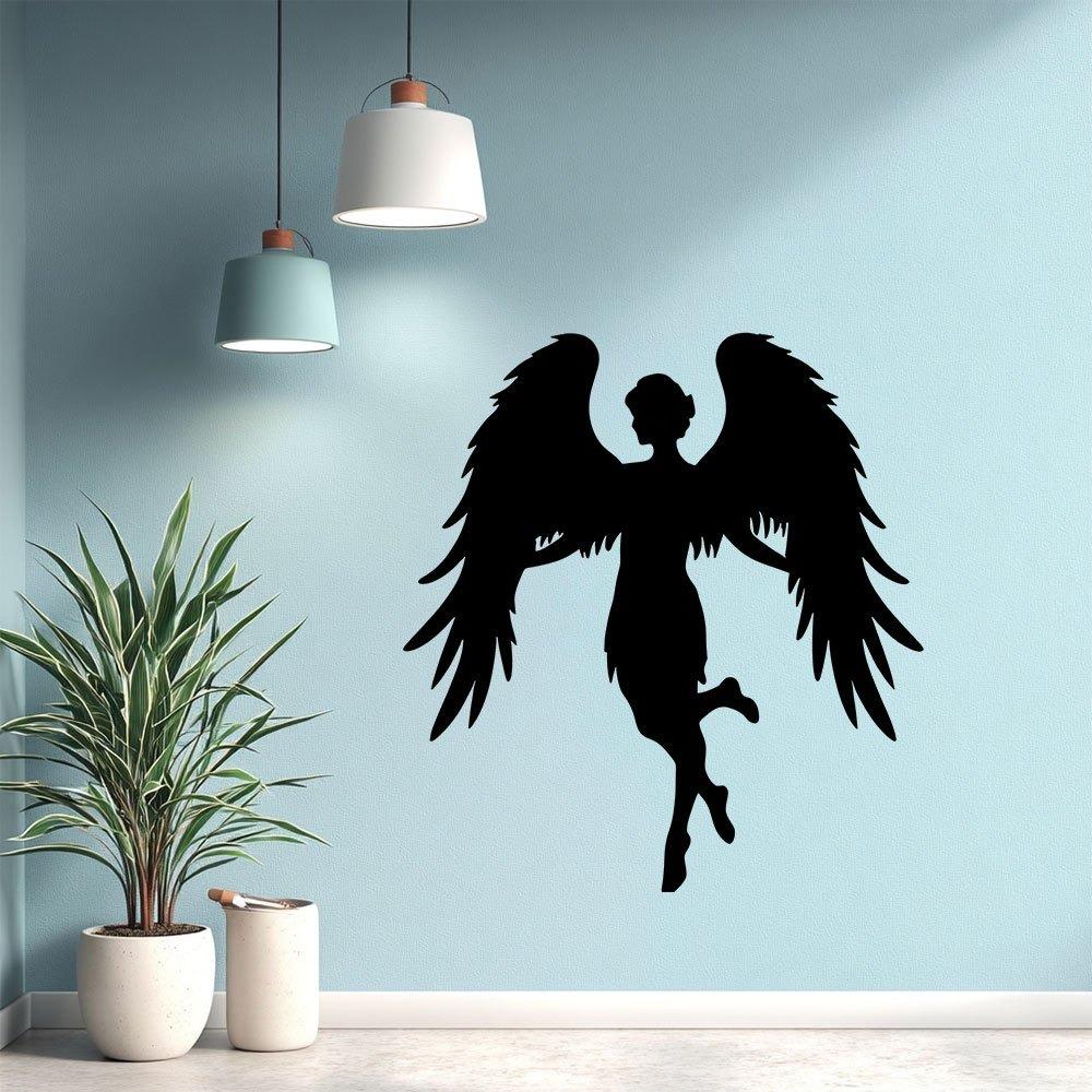 Modern Angel Wings Metal Wall Art Iron Decor for Living Room Bedroom Kitchen Garage Outdoor Garden Sturdy Construction Halloween Home Accent