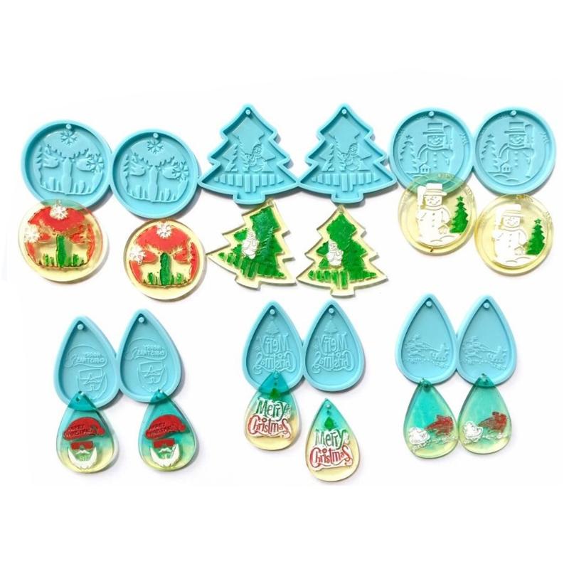 Christmas Tree/Drop/Round Shape Earrings Pendant Mold Epoxy Resin Jewelry Mold Resin Casting Pendant Mold for Diy Craft