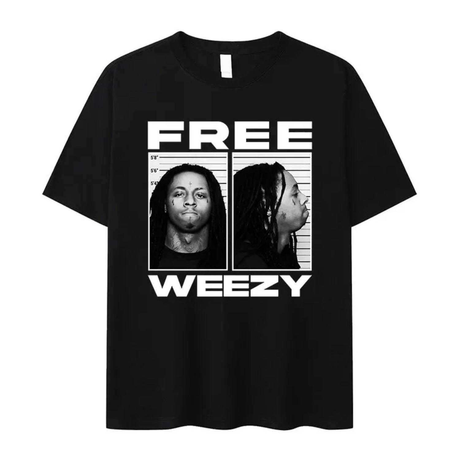 

Rapper Lil Wayne FREE WEEZY Graphic T Shirt Men s Hip Hop Vintage Gothic Tees Cotton Oversized Y2K Top Trend Summer Streetwear S чёрный