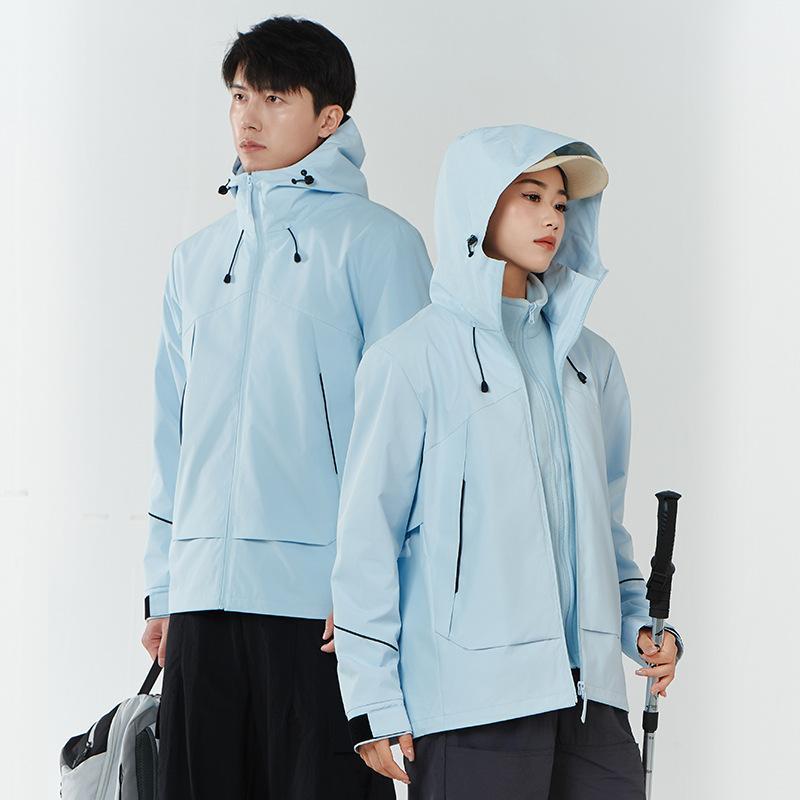 Autumn and winter couple's softshell jackets, warm and windproof, hooded inner liner, detachable, can be worn alone plus size sports and outdoor wear