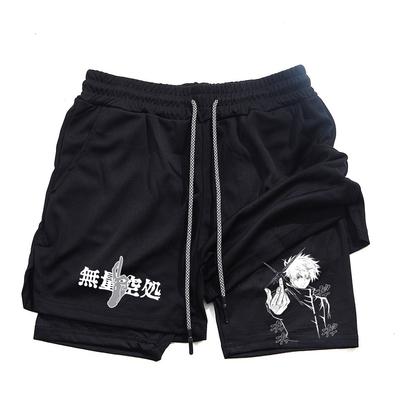 Pantalones Cortos De Compresión De Anime Para Hombre, Ropa Deportiva De Verano, 2 En 1, Entrenamiento, Fitness