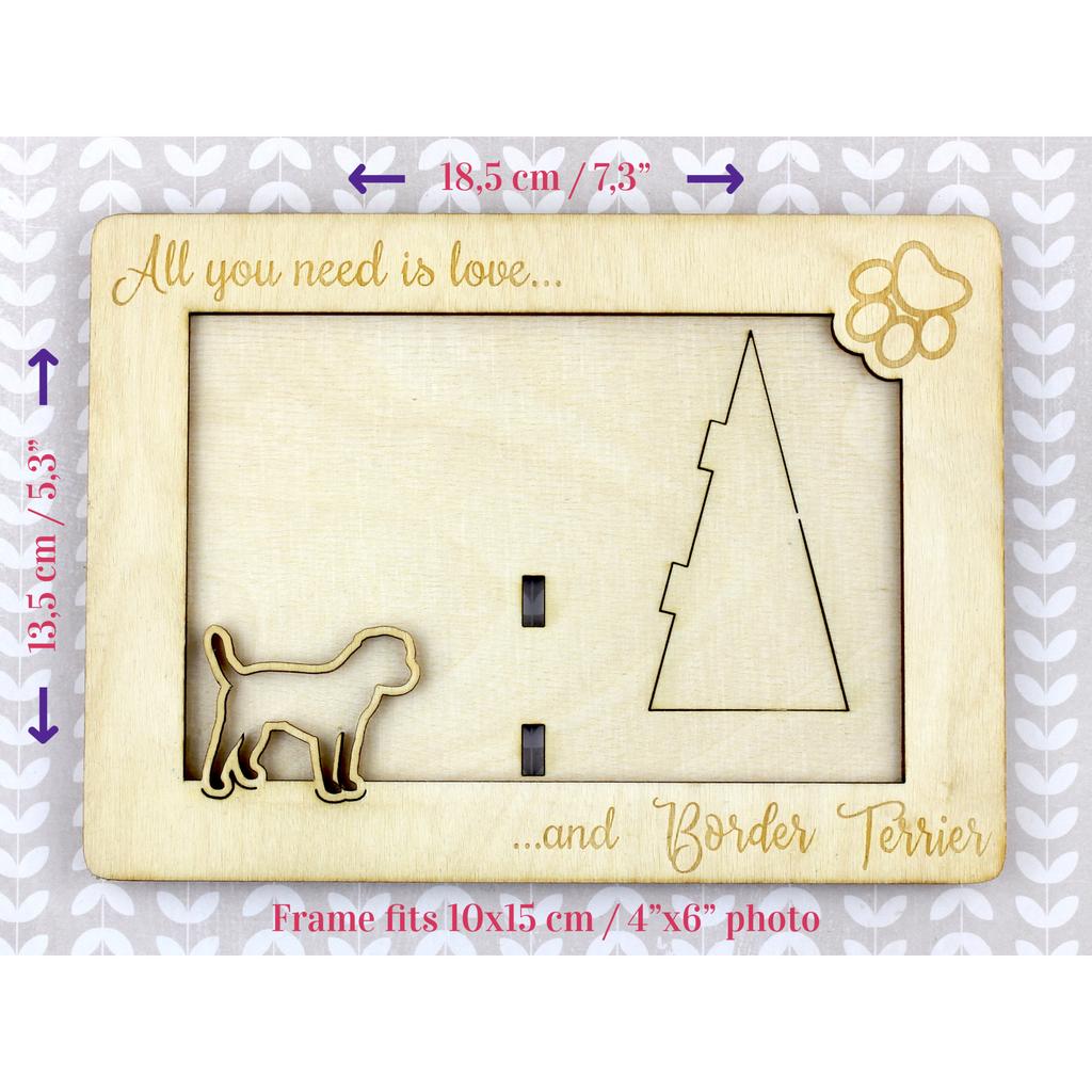 Border Terrier - Photo frame, engraved wooden frame, a lovely gadget for the dog lover by Art-Dog