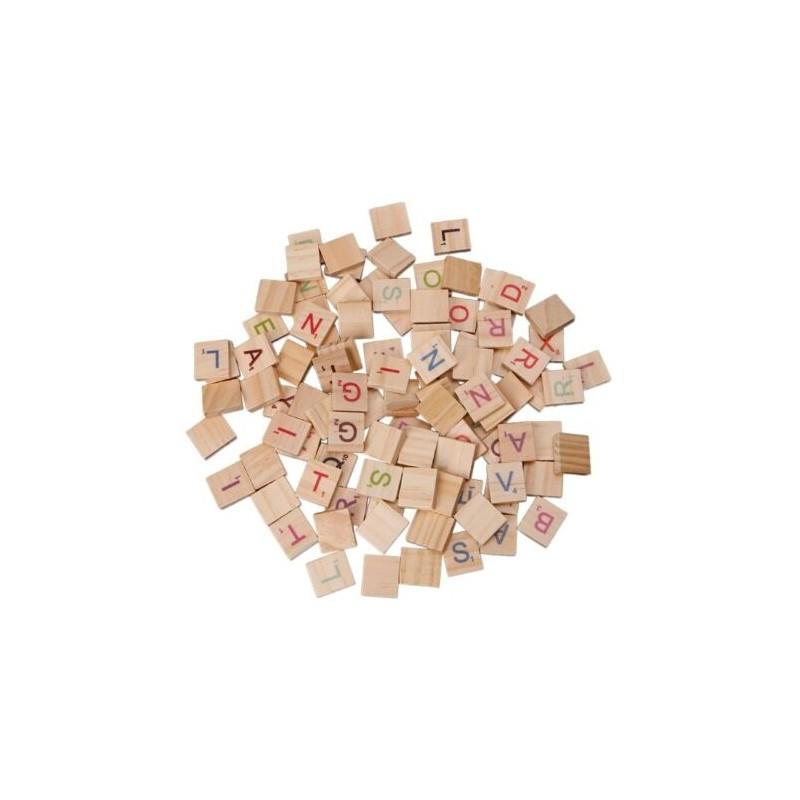100 Scrabble Carreaux Lettre En Bois Noir Artisanat Alphabet Jeux De Jeu Société