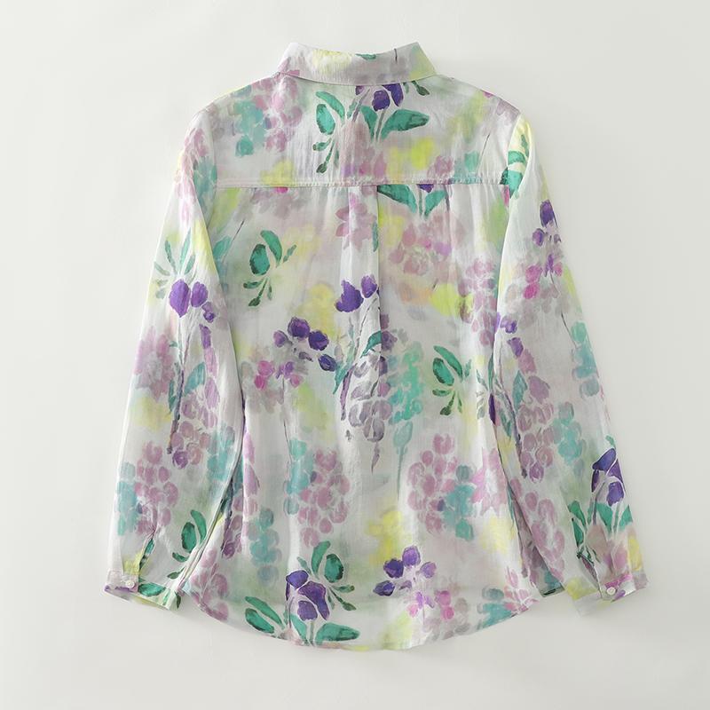 DIMANAF 2025 New Plus Size Women Tops Shirts Tees Floral Casual Loose Blouse Autumn Print Cotton Long Sleeve