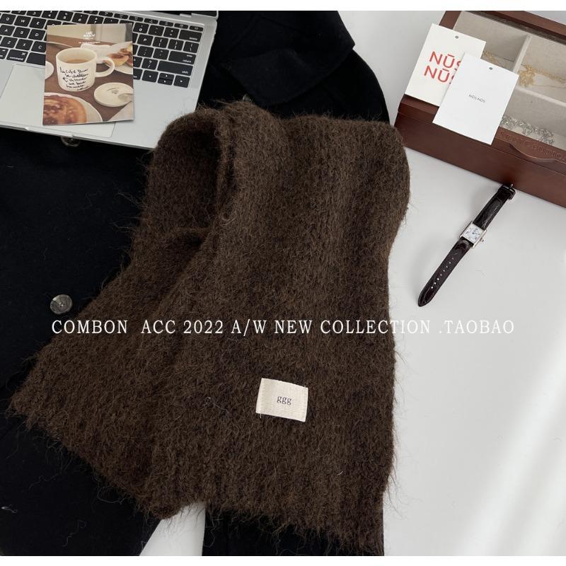 Sweet wind wool blended knitted scarf women's winter new solid color versatile scarf