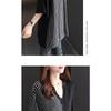 Plus Size Summer New Women's Clothing Lazy Style V-neck Loose Bottoming Thin Section Niche Five-quarter Sleeve Top Striped Splicing