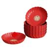 Red Wedding Snack Tray Round Serving Tray Multifunctional Chinese New Year Nut Plate  Entertainment