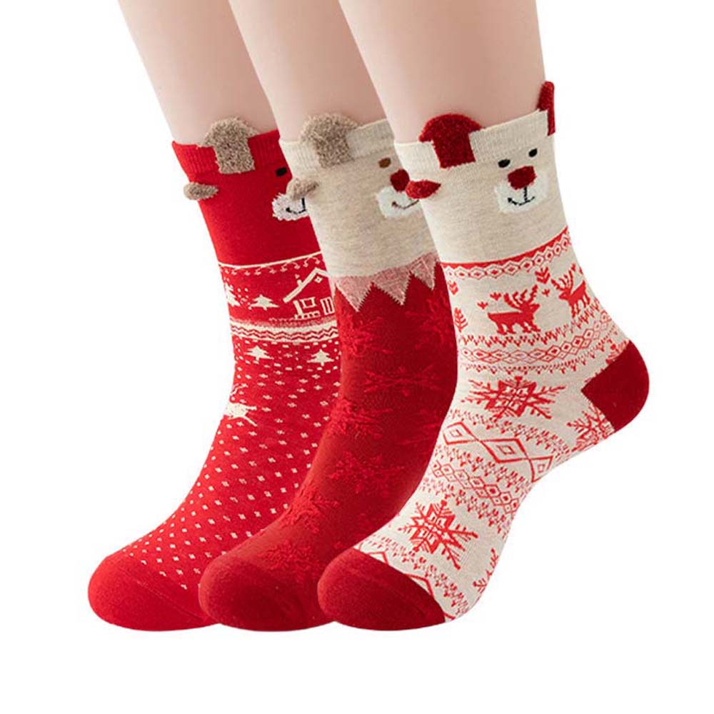 

Sweat Absorbent Red Women Socks Polyester/Cotton Cartoon Short Socks Students
