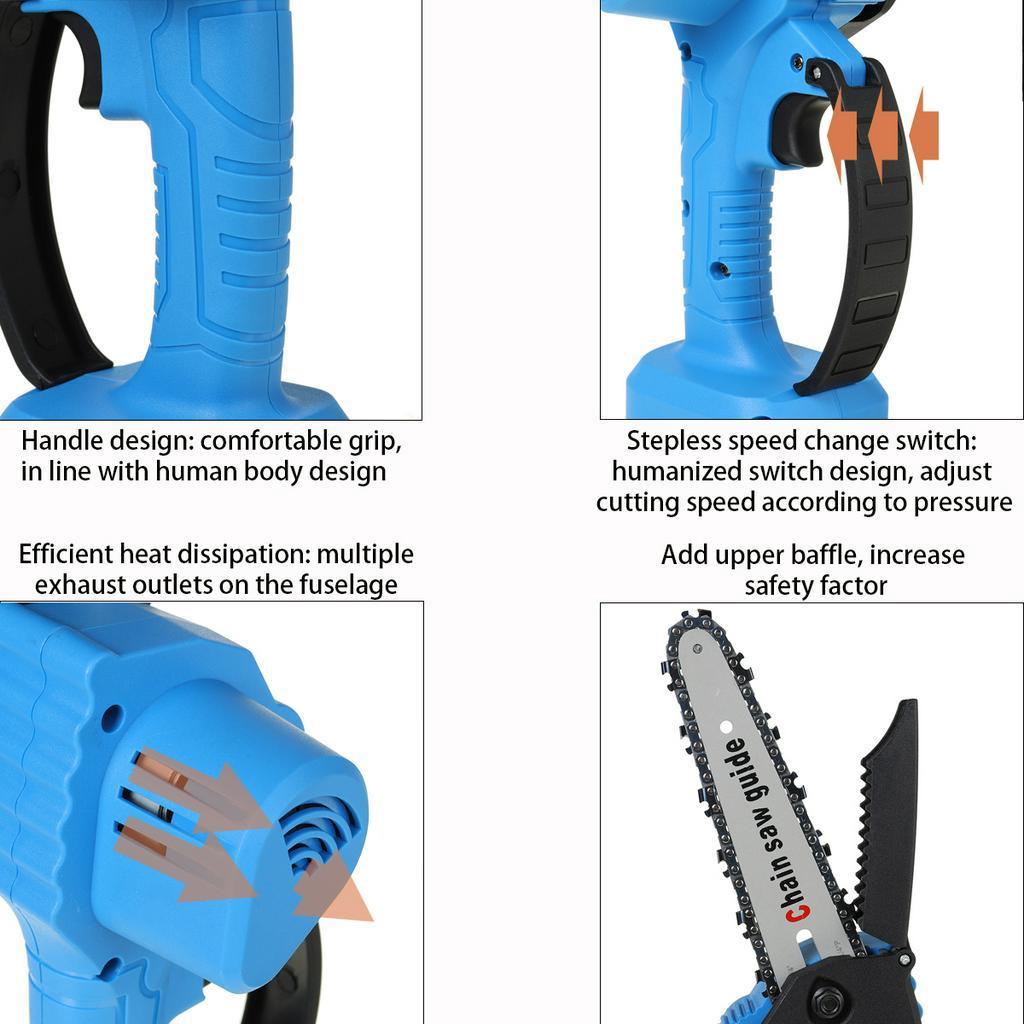 6 Inch Electric Chain Saw Pruning Chain Saw 1200W Cordless Garden Tree Logging Saw Woodworking Cutter Tools for Makita Battery