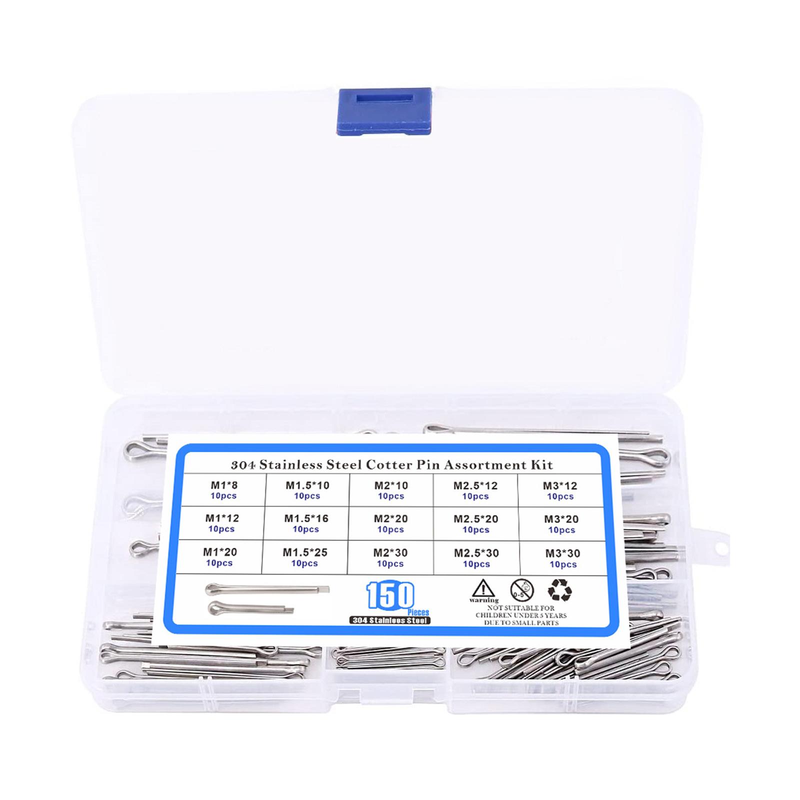 

Набор шплинтов из нержавеющей стали, 150 шт., ассортимент шплинтов с ассортиментной коробкой, набор безопасных шплинтов для автомобиля