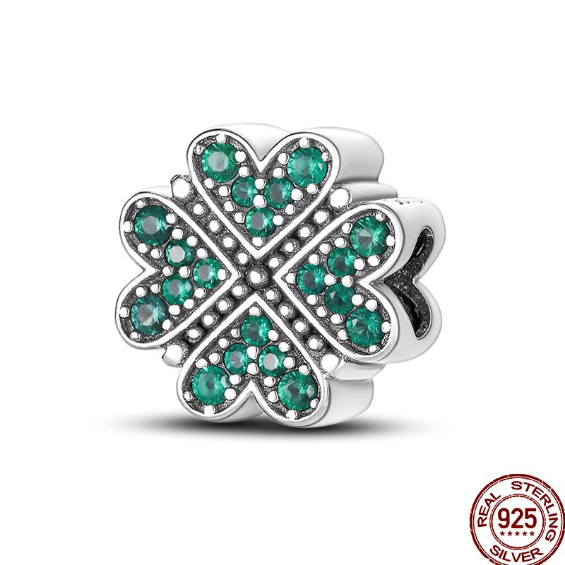 Frühlings-Charm Kupfer Vierblättriges Kleeblatt Schmetterling Libelle Anhänger Perlen Geeignet Für 3Mm Original Armband DIY