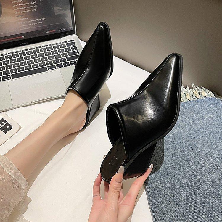 Pantofi Saboți Pentru Femei 2024 Papuci Mocasini Casual Pantofi de Casă Diapozitive Vârf Pătrat Toc Mic Tip Pană Lux Nou Tocuri Bloc Acoperire Fashio
