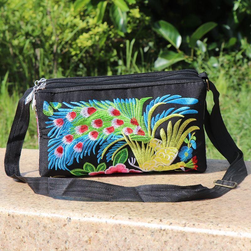 

WTEMPO женская холщовая сумка с вышивкой в ​​этническом стиле, большая вместительная повседневная простая женская трехслойная сумка-мессенджер на одно плечо 24*10*12cm красный