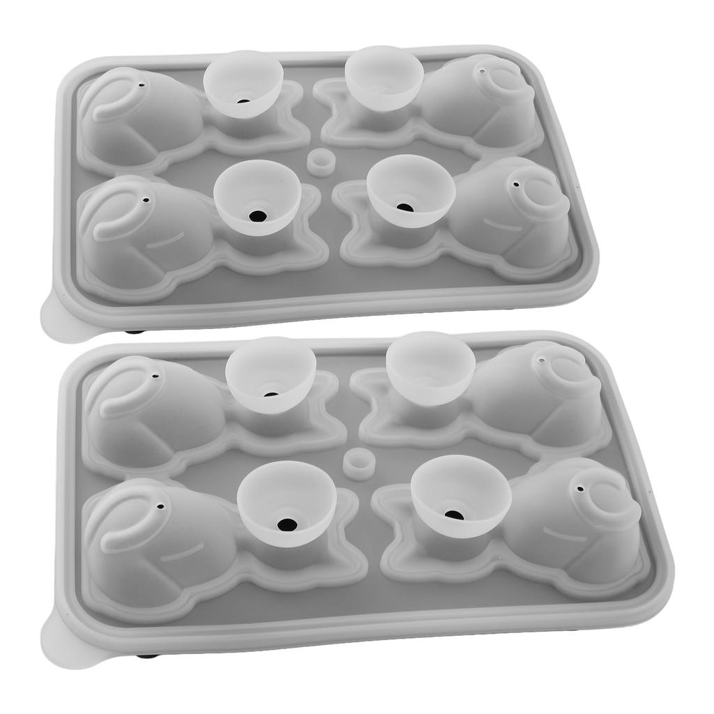 2Pcs 3D Cat Shape Silicone Tray 4 Reusable Cute Animal Shape Silicone Ice Mould for Whiskey Cocktails Ice Cream