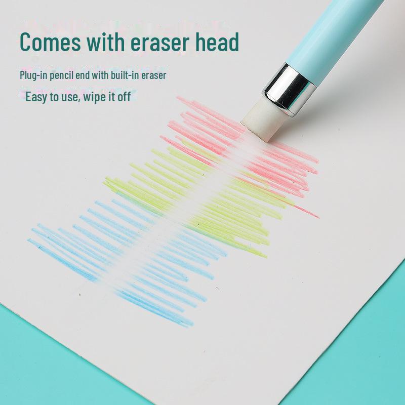 12Pcs Eternal Black HB Macaron Colored Pencil - No Sharpening Needed, Break-Resistant Technology Inkless Pen.