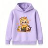 Cute Cartoon Orange Monster With Kitten Print Kids T-Shirt 100% Cotton Crew Neck Short Sleeve Tees for Boys Girls Casual Soft Breathable Summer Tops