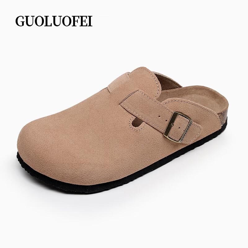Guoluofei Cork Toe Cap Casual Slip-on Slippers 39