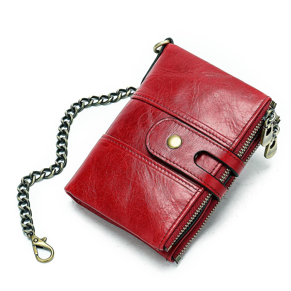 Retro Leather Men's Wallet Short Anti-theft and Anti-magnetic Cowhide Wallet Denim Credit Card Bag