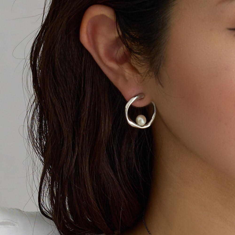 Cercei fabricați în Japonia Cercei curbați din rășină Captură cu rășină Motiv potcoavă Perla 1 piatră Semiluna cerc Cerceu simplu fără nichel Doamnelor Office Gold