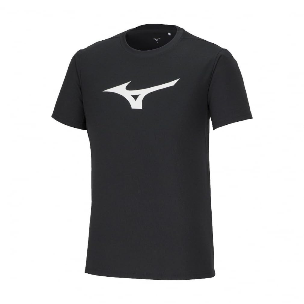 Mizuno Training Wear Short Sleeve with Big Size L T-Shirt Logo, Moisture-Wicking, Quick-Drying, Black, (32MAA155)