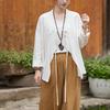 Ramie Sand-Washed Zen Style Hanfu Top – Women's Spring Edition, Cross-Collar, New Chinese Tea Art Design
