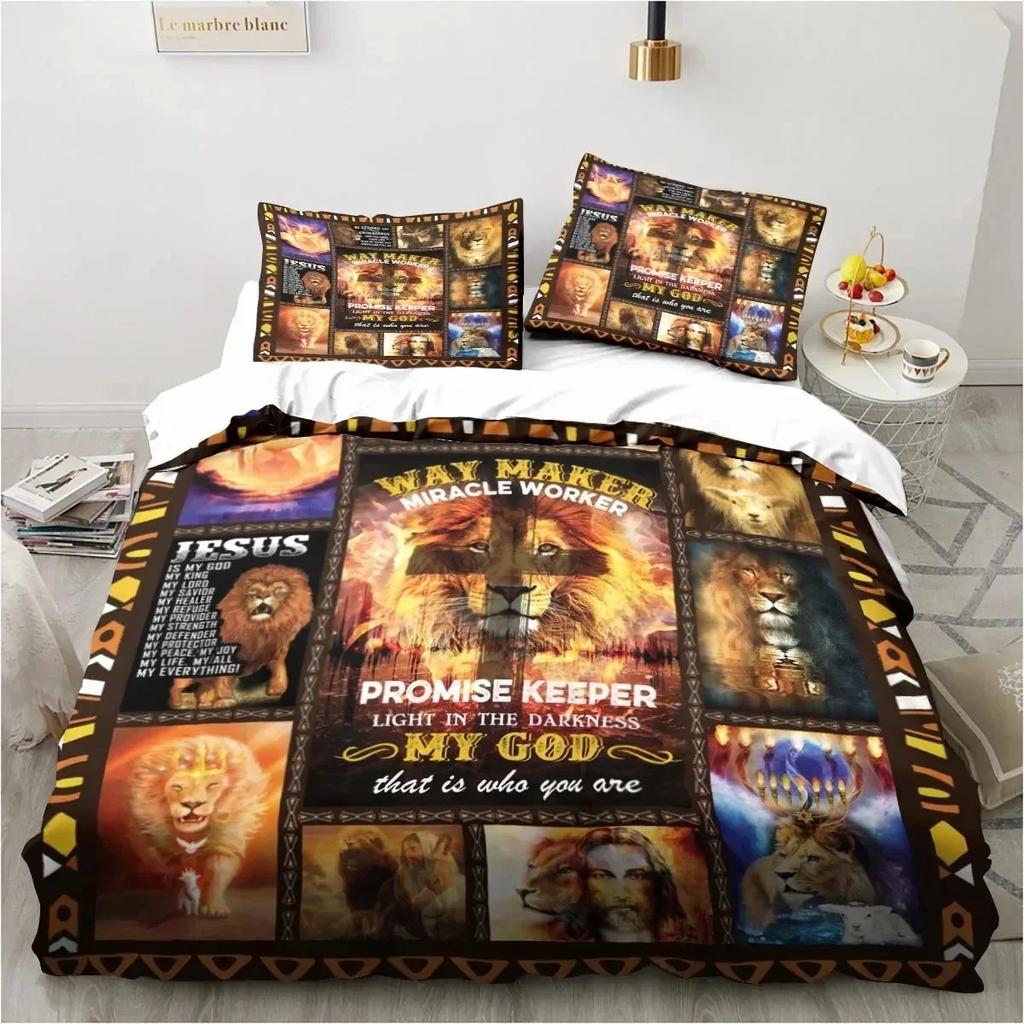 Set di biancheria da letto religiosa cristiana con scritta Jesus Christ Church Mary, copripiumino, set di copripiumino, federa, trapunta king size queen size
