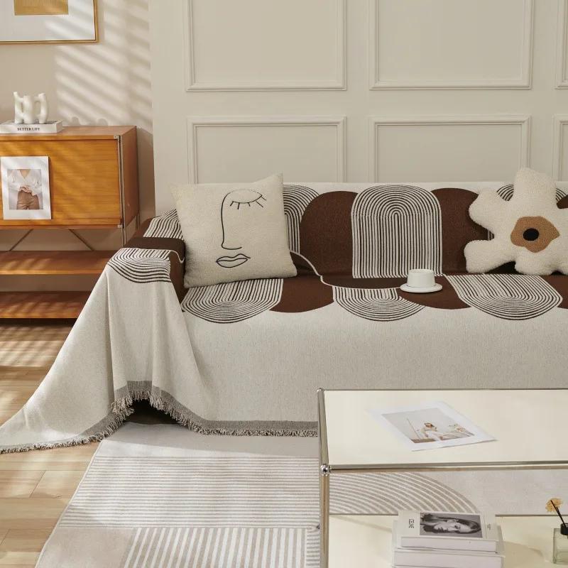 1Pc Universal All-Season Chenier Sofa Towel Full Cover Cloth Cover Plush Sofa Cushion Cover Non-Slip Blanket Anti-Cat Scratch