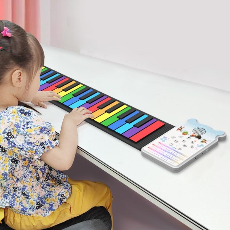 Roll Up Piano, 49 Key Multifunctional Electronic Piano Keyboard Foldable Hand Roll Out Piano, Educational Soft Keyboard