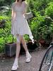 Mini cardigan neregulat Rochie cu bretele la modă Femei Set 2 piese Elegant Rochie scurtă de petrecere Femei Franța Casual Subțire Pure Desire Costum solid