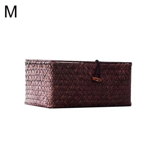 Retro Stroh Woven Make-Up Lagerung Box Spielzeug Halter Korb Hause Kleinigkeiten Organizer