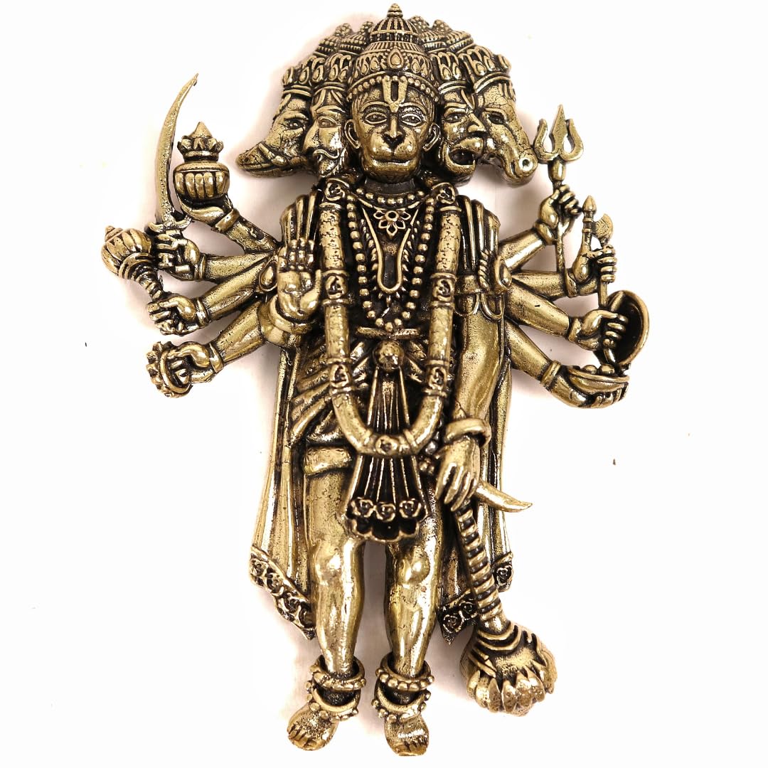 

Fine Crafted Panchmukhi Hanuman For Door Entrance, Wall Hanging Idol - 4 Inch