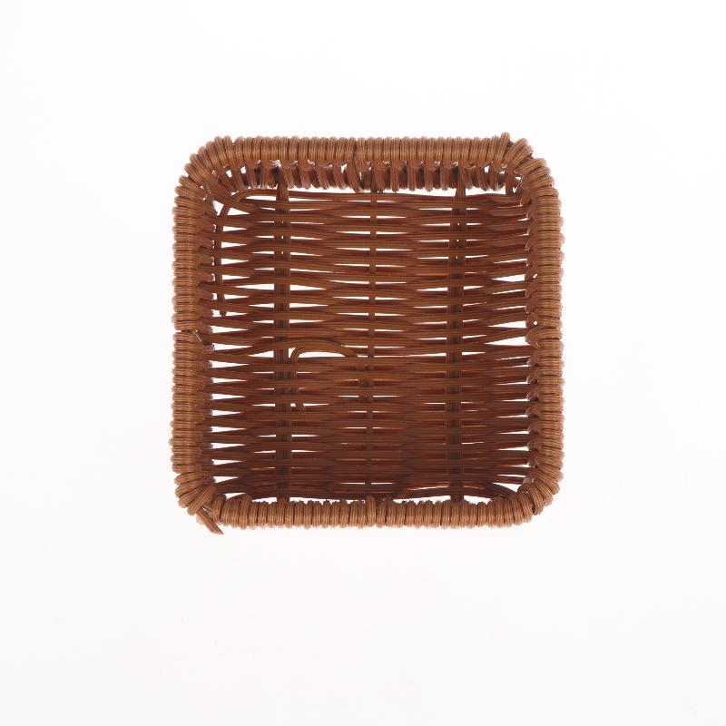 Imitation Rattan Wicker Basket Fruit Tea Snack Bread Basket Cosmetic Square Storage Box Household Kitchen Supplies