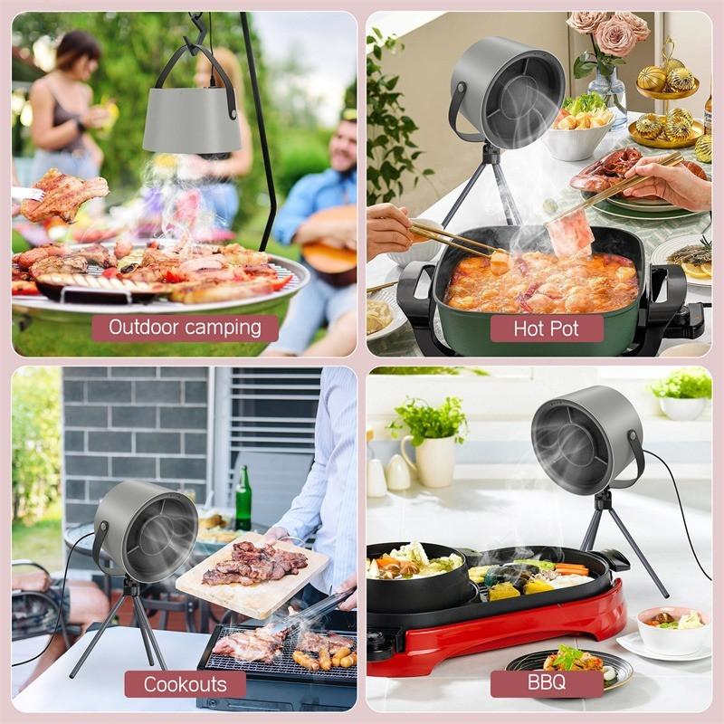 1200Pa Household Small Desktop Exhaust Fan Kitchen BBQ Hot Pot Smoke Exhaust Device Strong Suction Portable Range Hood