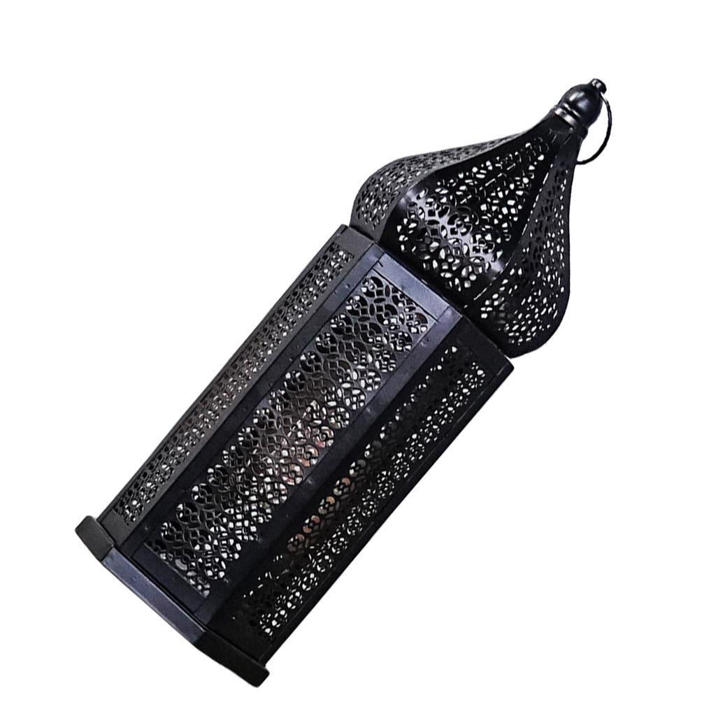 Lampada a Vento a LED Decorativa Stile Marocchino Lanterna a LED in Ferro con Motivo Traforato per Decorazione Romantica della Stanza