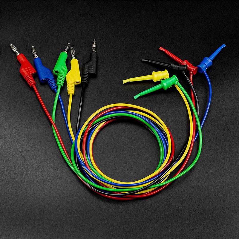 

A96I-10PCS Test Hook Wire Stackable Banana Plug To Mini Grabber Multimeter Test Lead Set Flexible Wire Leads 500V/5V 39 Inch