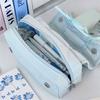 INS Bow Drawstring Pen Bag Large Capacity Stationery Storage Bag Solid Color Pencil Case  Gift