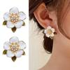 925 Silver Needle Crystal Pearl Leaf Flower Earrings For Women Jewelry Trending New Fresh Rural Style Stud Earrings Gift