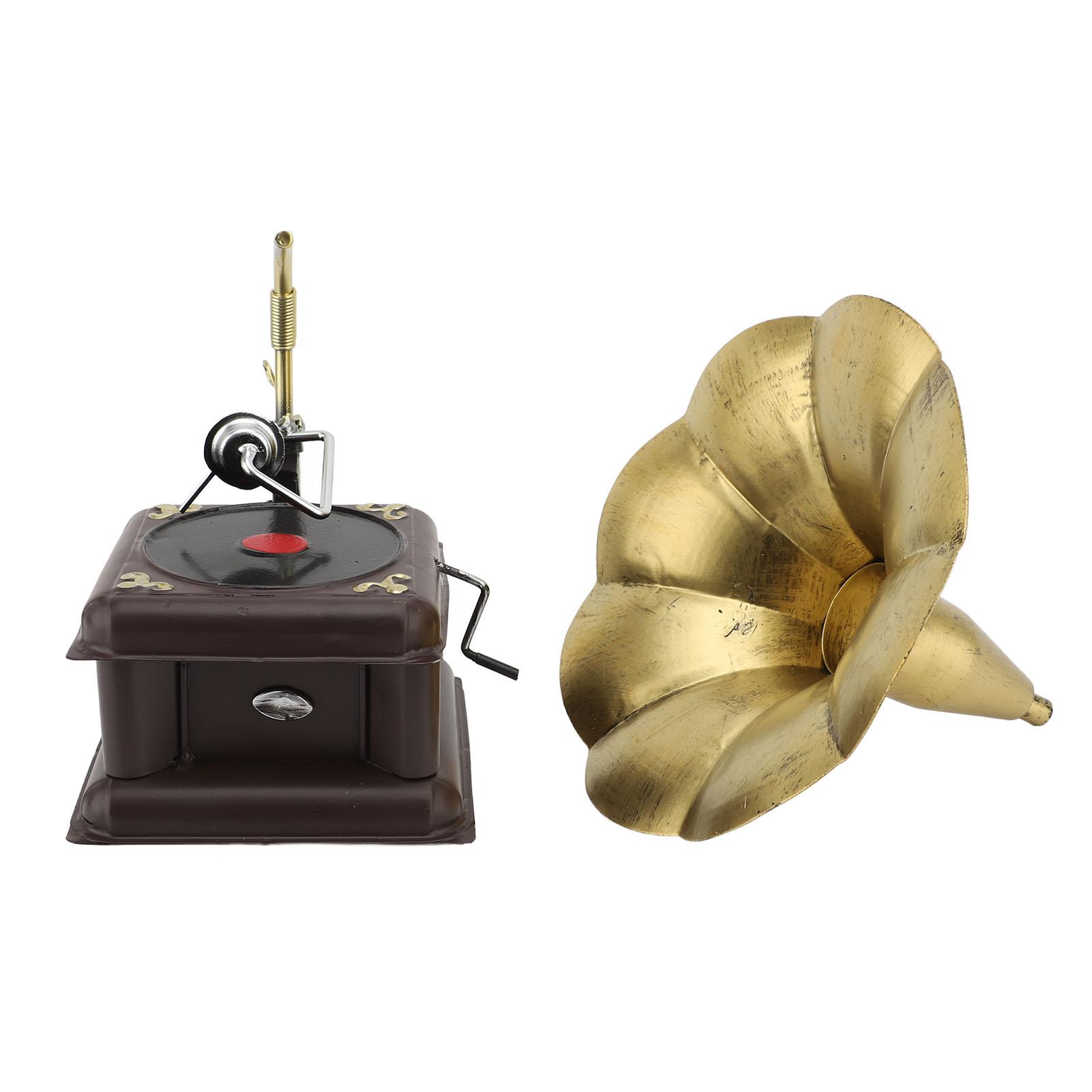 Automobile And Motorcycle Supplies Bronze Vintage Phonograph Model Iron Erosion Resistant Retro Phonograph Gramophone Ornament