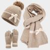 Winter Koreanischer Stil Schmetterling Schleife Hut Schal Handschuhe Set Für Mädchen Und Frauen