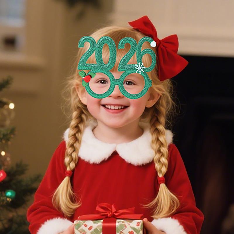 2026 Digital Funny Christmas Glasses Frame for New Year Eve Party Decoration Supplies Creative Photo Booth Prop Kids Gift Favors