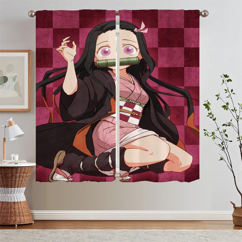 Lace Curtains On Offer Free Shipping Nezuko Kamado Cabinets for Living Room Decoration Blackout Beaded Curtain Tiebacks Blind