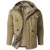 Men's Jacket USA SIZE Large SIZE Lamb Fleece JACKETS Hooded Cotton Thickened Multi Pocket Casual Mid Length Coat
