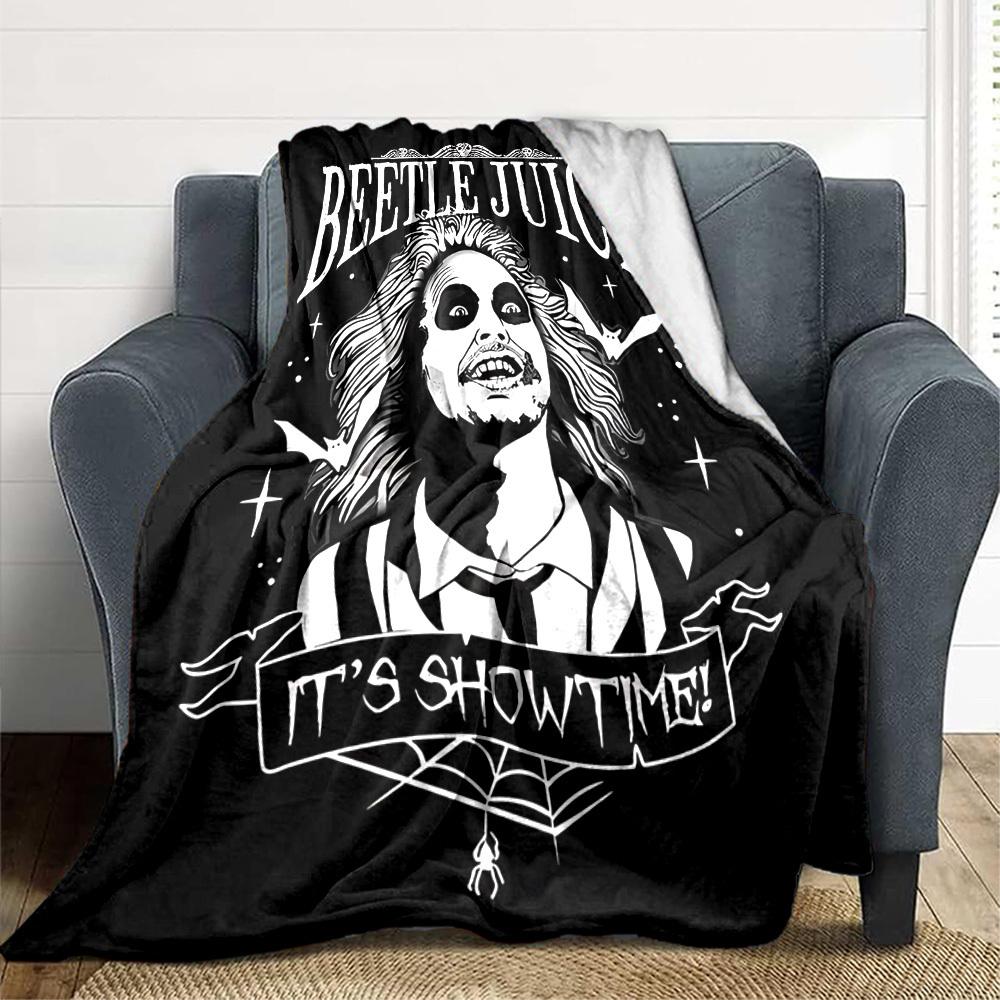 

1pc Beetlejuice, Showtime Blanket Polyester Fiber, All Season Comfort for Sofa, Bed, Office, Car, Camping Ideal Home Decor & Gift, Office Comfort 80x120cm